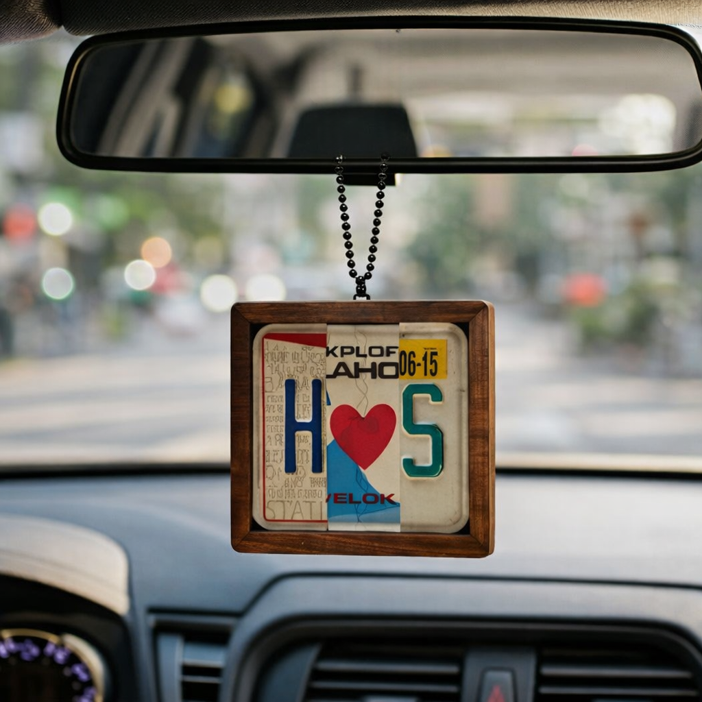 Personalized License Plate Ornament, Anniversary Gift, Wedding Valentine Gift for Him Her, License Plate Hanging Car