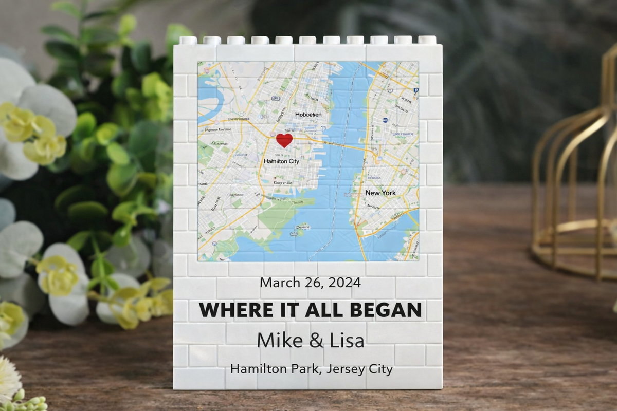 Where We First Met map, anniversary gift for him, Map Our First Date Building Block, Wife anniversary, first date Girlfriend Puzzle gift,where it all began