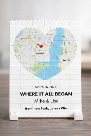 Where We First Met map, anniversary gift for him, Map Our First Date Building Block, Wife anniversary, first date Girlfriend Puzzle gift,where it all began
