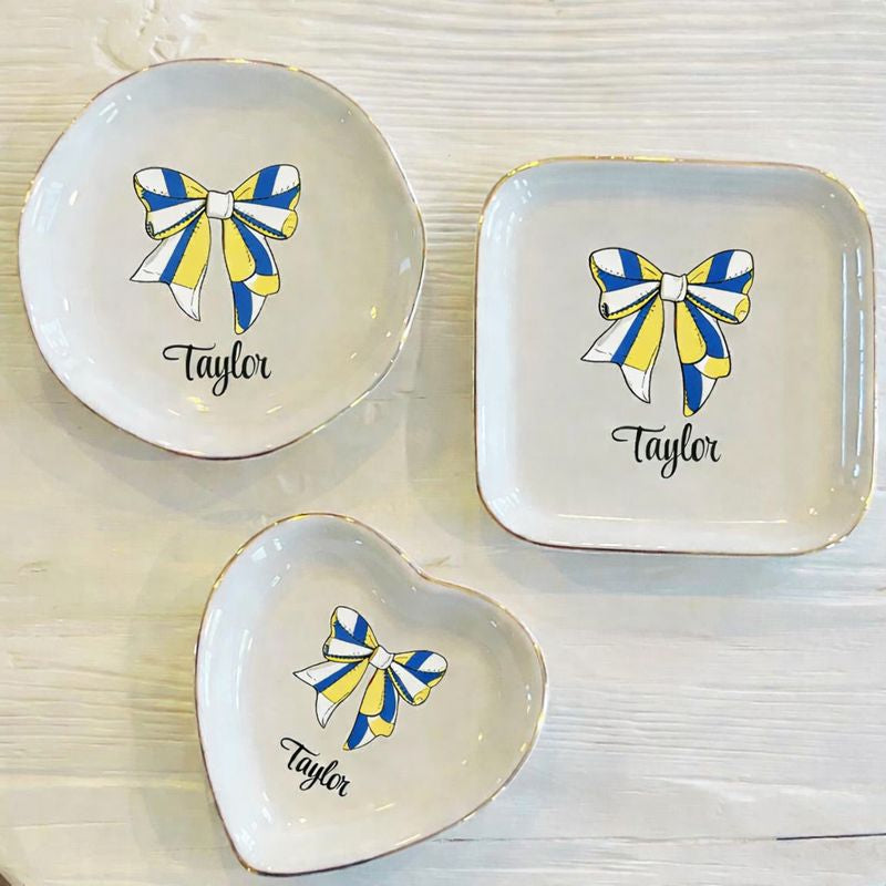 Personalized Volleyball Bow Ring Trinket Dish | Girls Volleyball Team Gift | Volleyball Jewelry Dish | Gift for Her