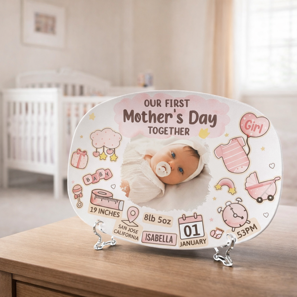 Our First Mother's Day - Personalized Custom Photo Ceramic Plate