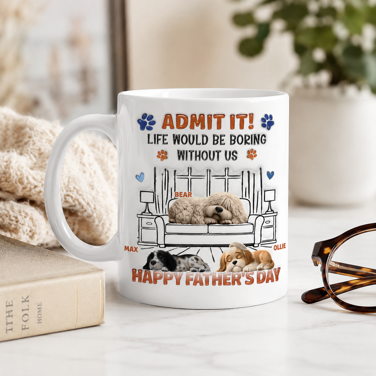 Admit It Crazy Funny Dog Ver Dad - Personalized Custom 3D Inflated Effect Coffee Mug