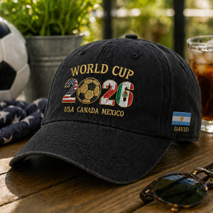 2026 World Cup Hat, Vintage Style Adjustable Cotton Cap, USA Canada Mexico Soccer Fan Dad Hat