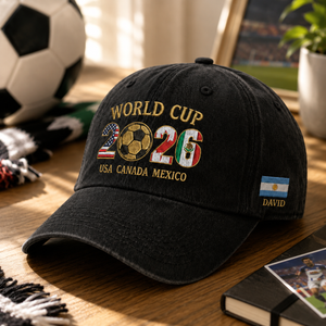 2026 World Cup Hat, Vintage Style Adjustable Cotton Cap, USA Canada Mexico Soccer Fan Dad Hat