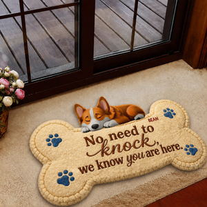 No Need to Knock We Know You're Here Door Mat Custom Dog Doormat Funny Welcome Mat, Pet Door Mat, Dog-Lovers Gift