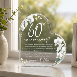 Custom 60th Anniversary Gift Personalized Diamond Anniversary Heart Acrylic Plaque - Romantic Couples Gift - 60 Years Married