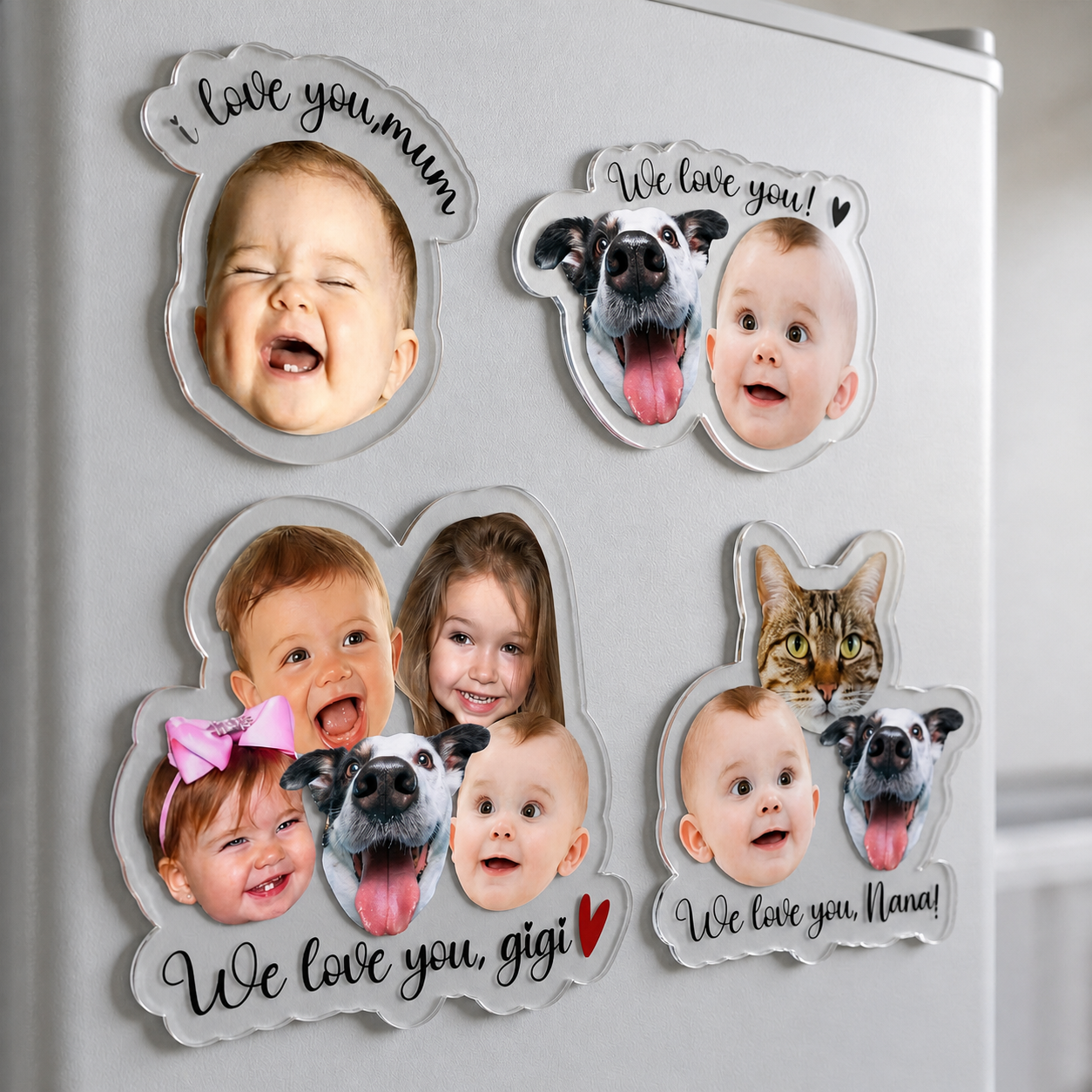 Custom Baby Face Photo Magnet, Personalized Mothers Day Gifts for Grandma, Custom Photo Acrylic Magnet, Grandma Gift from Grandkids