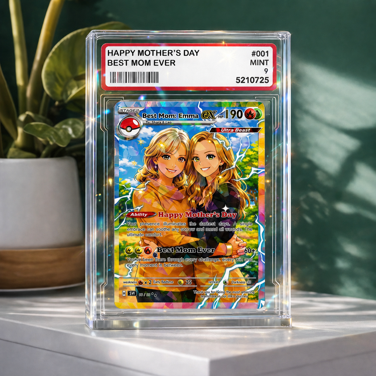 Personalized Mother s Day PKM Acrylic Block, Custom Poke Photo Cards, Gifts for Gamer Mom, Mother s Day Gift, Custom PKM Trainer Card