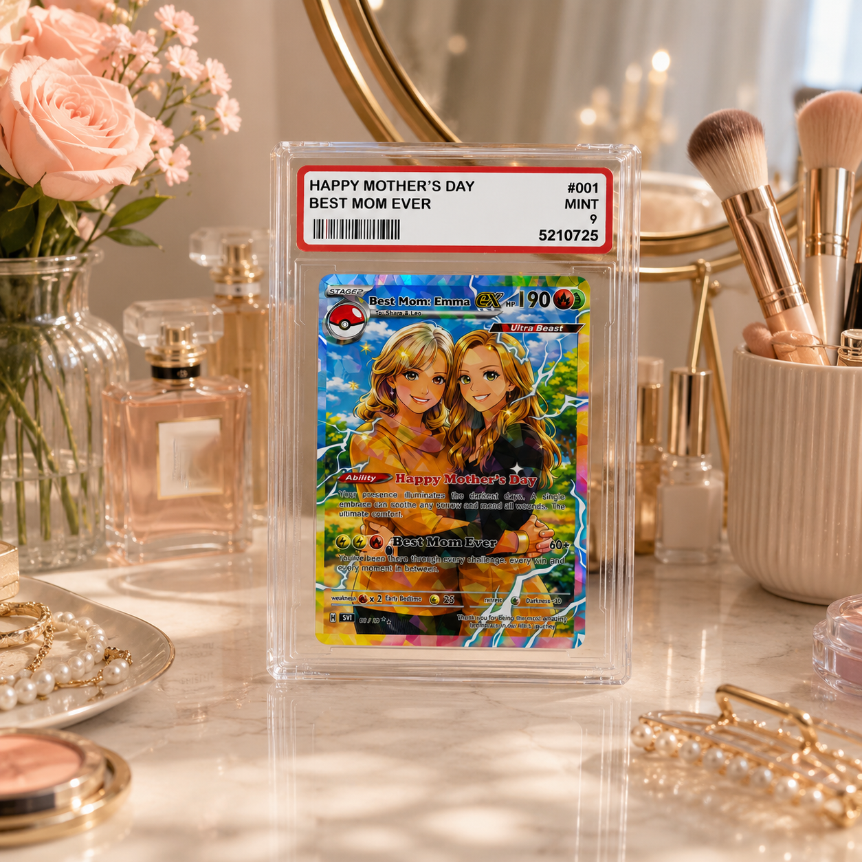 Personalized Mother s Day PKM Acrylic Block, Custom Poke Photo Cards, Gifts for Gamer Mom, Mother s Day Gift, Custom PKM Trainer Card