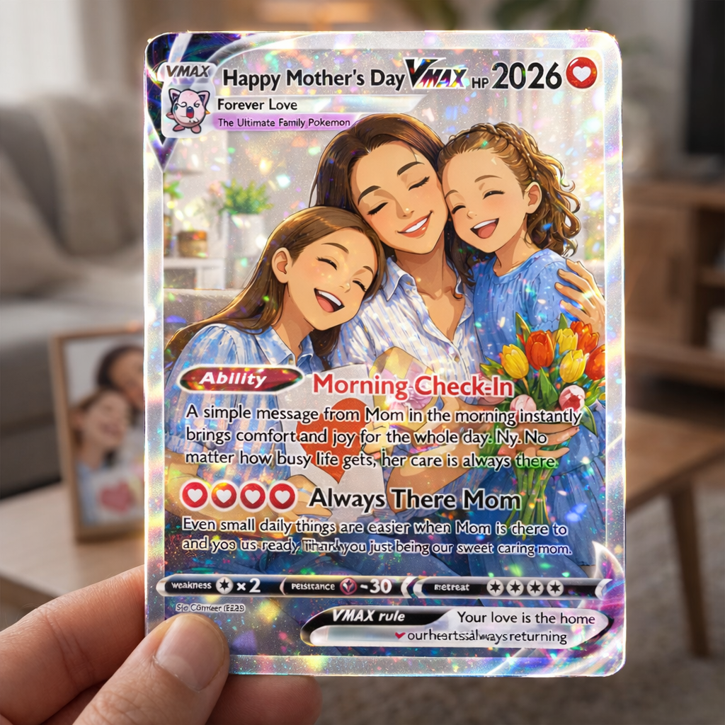 Personalized PKM Mother's Day Card | Custom Photo Art Card | Best Mom Wallet Card | Personalized PKM Gift for Mum | Gift From Kids | New Mom Gift