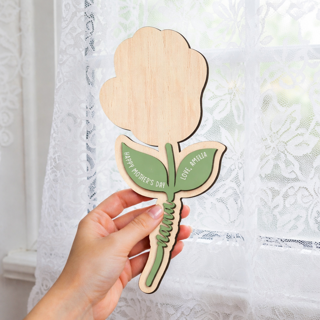 Personalized Handprint Flower Gift for Mom, Wooden Keepsake Mother s Day Gift, Custom Baby Handprint Plaque, Mom Gift from Kids