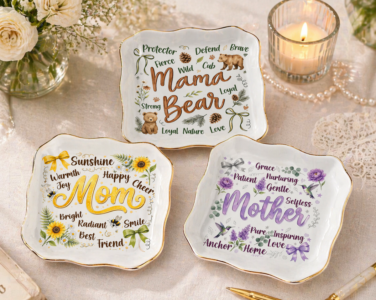 Personalized Mom Jewery Plate, Mothers Day Gift , Choose Your Design , Floral Mom Tee, Gift For Mom