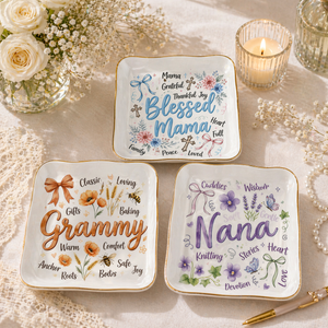 Personalized Mom Jewery Plate, Mothers Day Gift , Choose Your Design , Floral Mom Tee, Gift For Mom