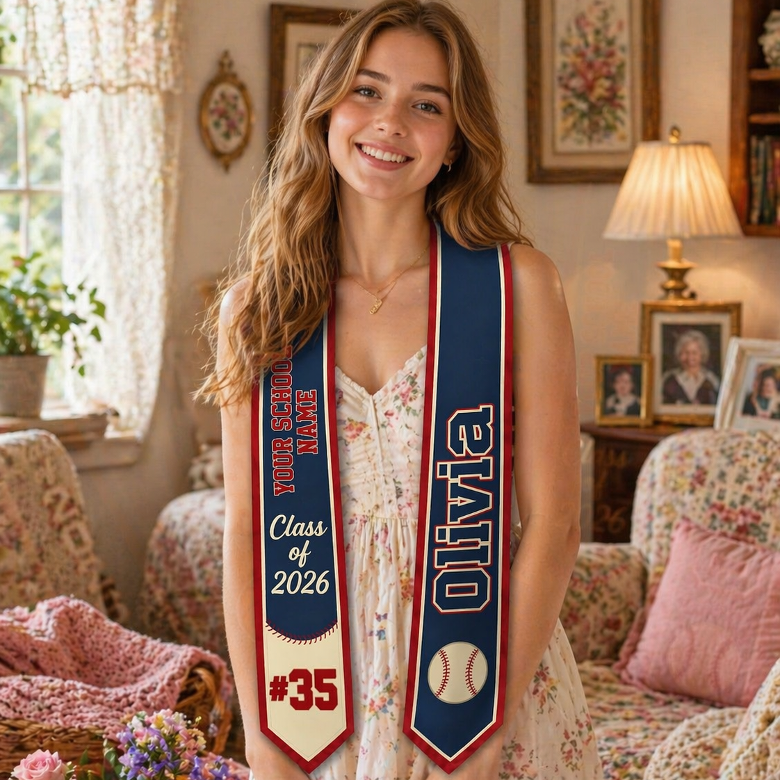 Personalized Senior Graduation Stole: Custom Name and Number, Football Basketball Baseball Senior, Custom Any Sports School Stole