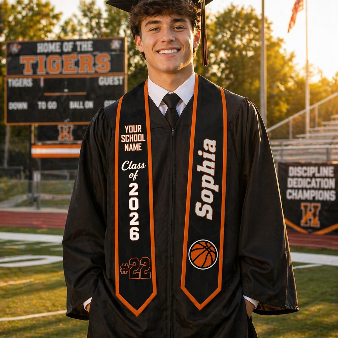 Personalized Senior Graduation Stole: Custom Name and Number, Football Basketball Baseball Senior, Custom Any Sports School Stole