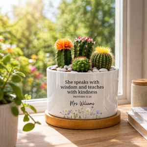 Personalized Christian Teacher Flower Pot, Church Teacher Custom Gift, Teacher Appreciation Gift, Journal For Christian Teacher