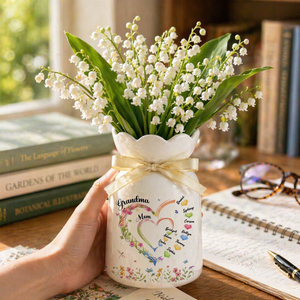 Personalized Mom Grandma Heart Flower Vase, Family Name Flower Vase, Vase with kids Names, Mum and Nana Generations Gift, Mother's Day Gift