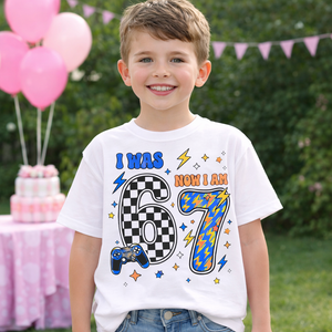 I Was 6 Now I Am Shirt, Funny 7th Birthday Gift, Viral Six Seven Meme Shirt Design, Kids Turning 7 Shirt, Bday Gift,Trendy Shirt