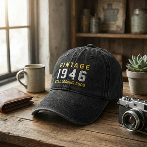 Vintage 1946 Birthday Hat 80th Birthday Gift Personalized Embroidered Cap