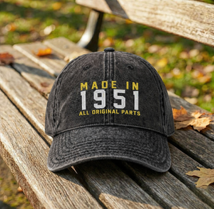 75th Custom Birthday Embroidered Hat Born in 1951 Headwear Gift Personalized Cotton Twill Cap