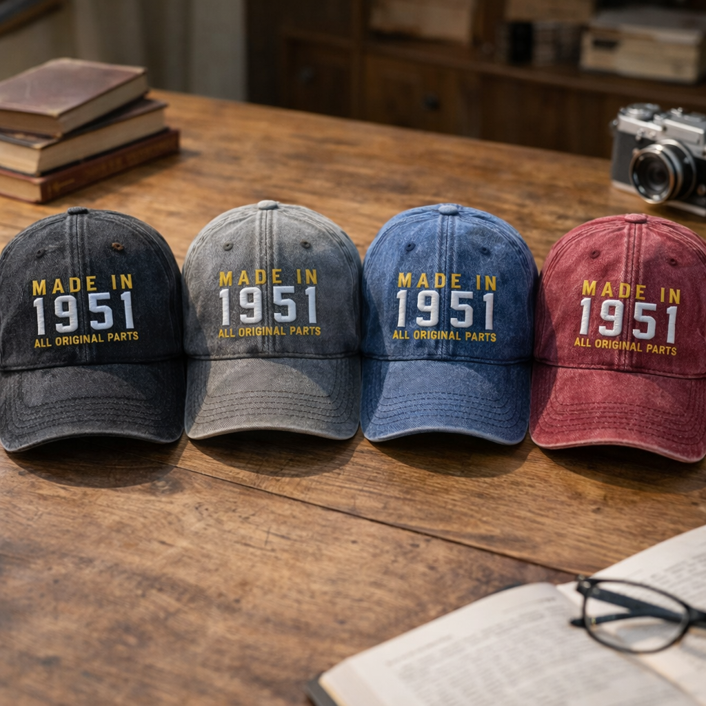 75th Custom Birthday Embroidered Hat Born in 1951 Headwear Gift Personalized Cotton Twill Cap