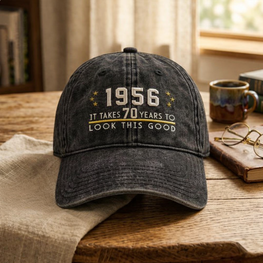 70th Birthday Gift Custom Embroidered Hat Aged to Perfection 1956 Personalized Vintage Dad Hat