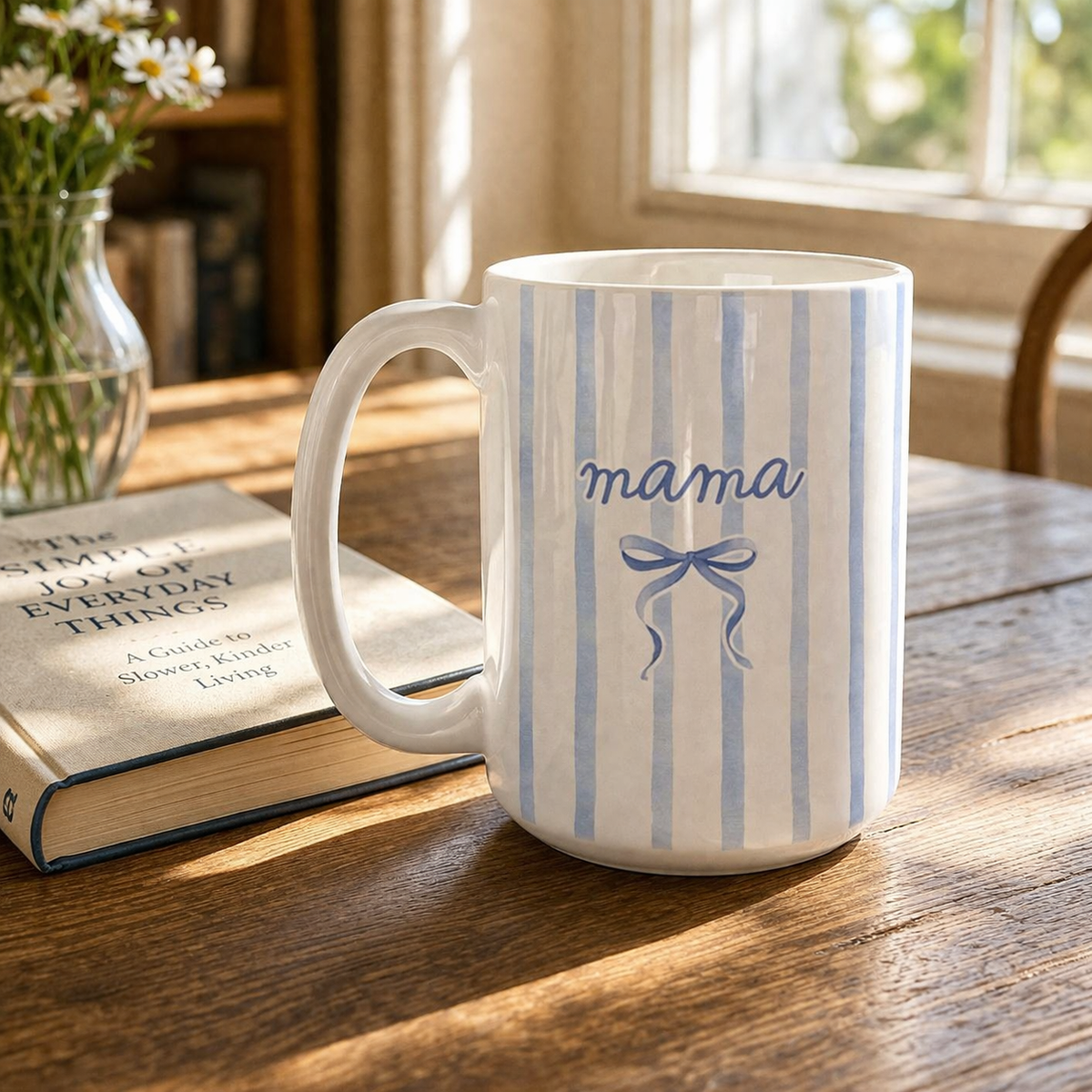 Personalized Mama Mom Coffee Mug, Custom Striped Name Mug Aunt Gift Mothers Day Gift