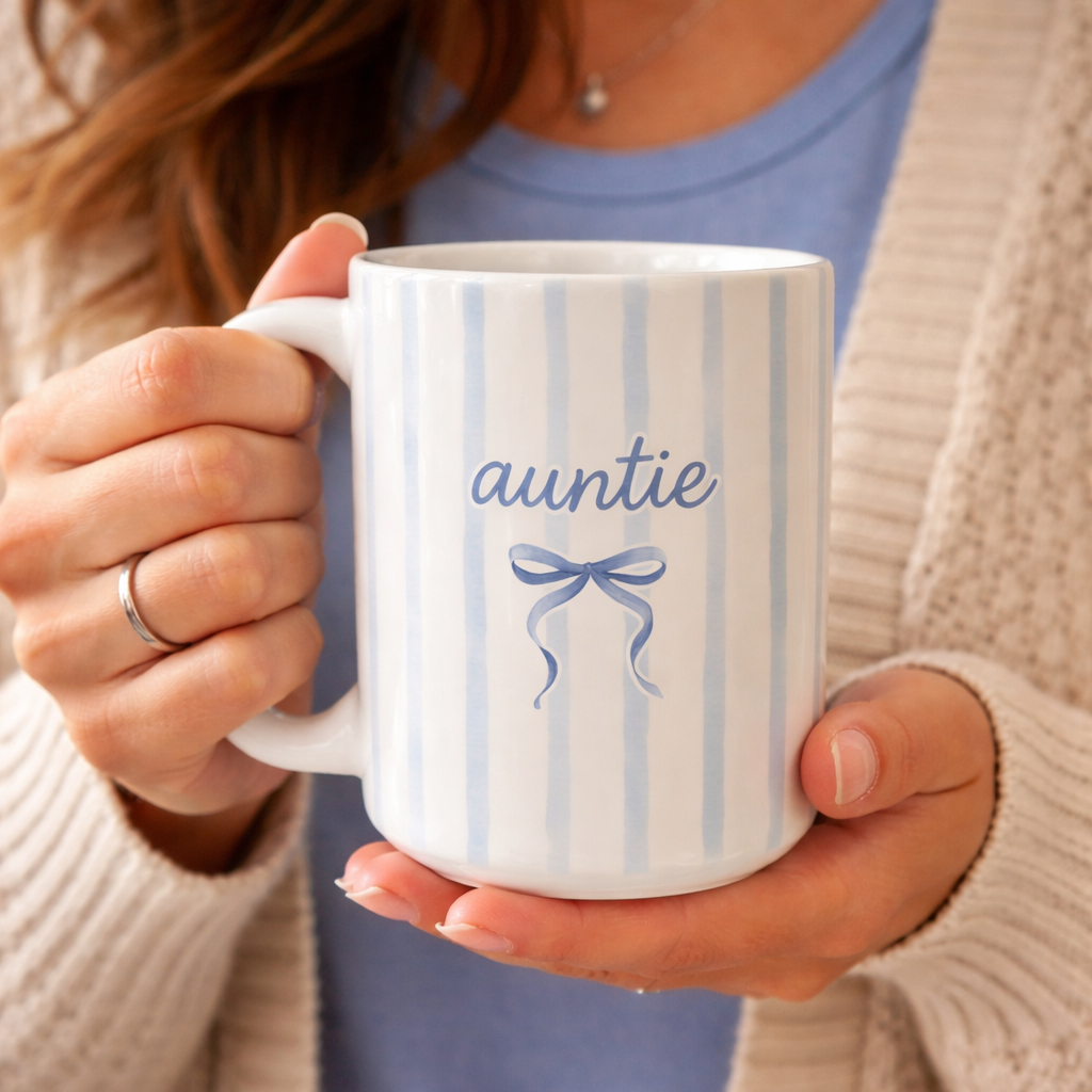 Personalized Mama Mom Coffee Mug, Custom Striped Name Mug Aunt Gift Mothers Day Gift