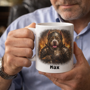 Custom Photo Knight Pet Portrait Mug Funny Custom Coffee Cup, Pet Lover Gift and Keepsake