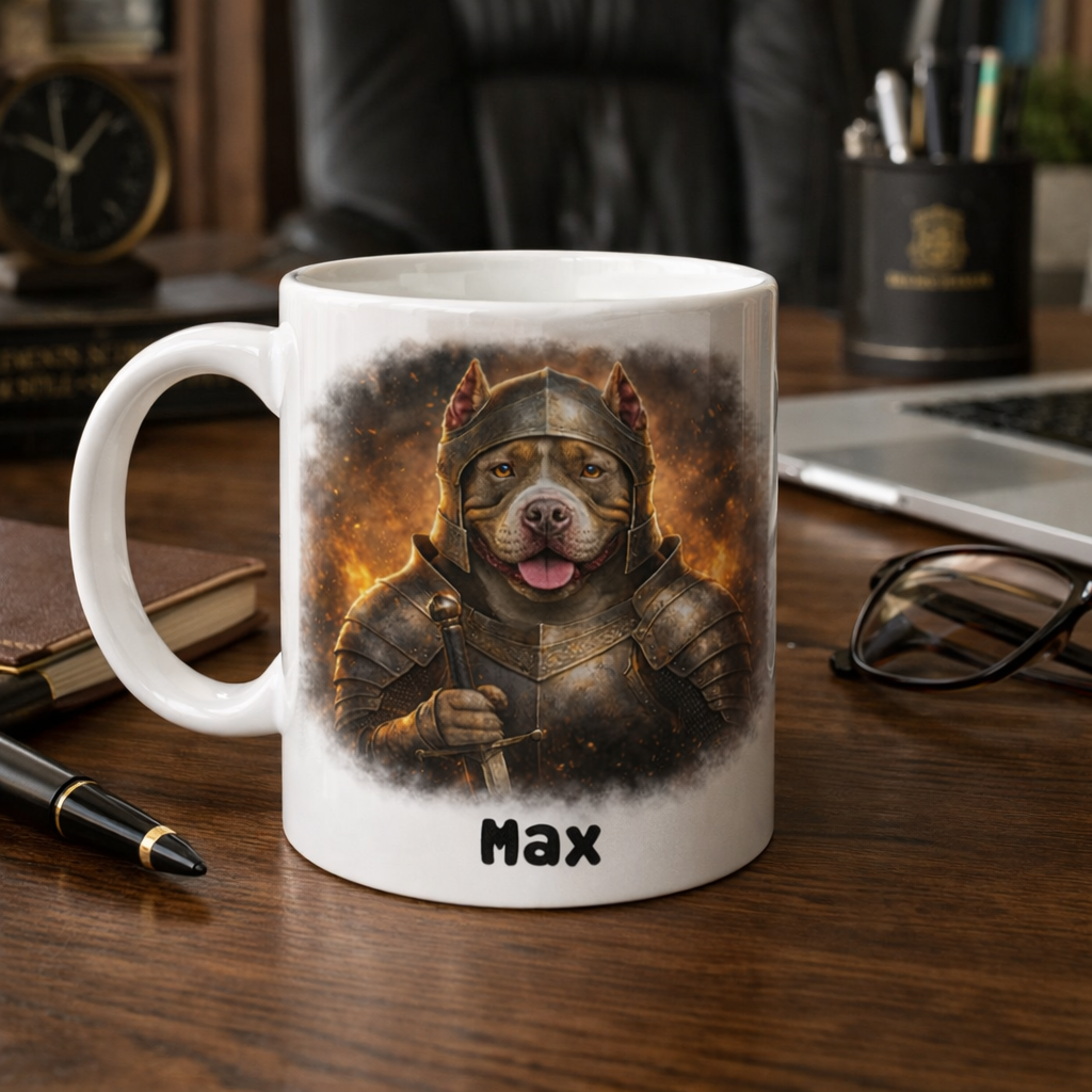 Custom Photo Knight Pet Portrait Mug Funny Custom Coffee Cup, Pet Lover Gift and Keepsake