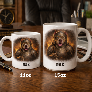 Custom Photo Knight Pet Portrait Mug Funny Custom Coffee Cup, Pet Lover Gift and Keepsake