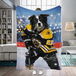 Custom Pet Blanket , Hockey Lover Gift, Custom Photo & Name Hockey Pet, Sports Pet Blanket, Funny Hockey Gift, Custom Pet Hockey, Sports Lover Gift, Boston Fan