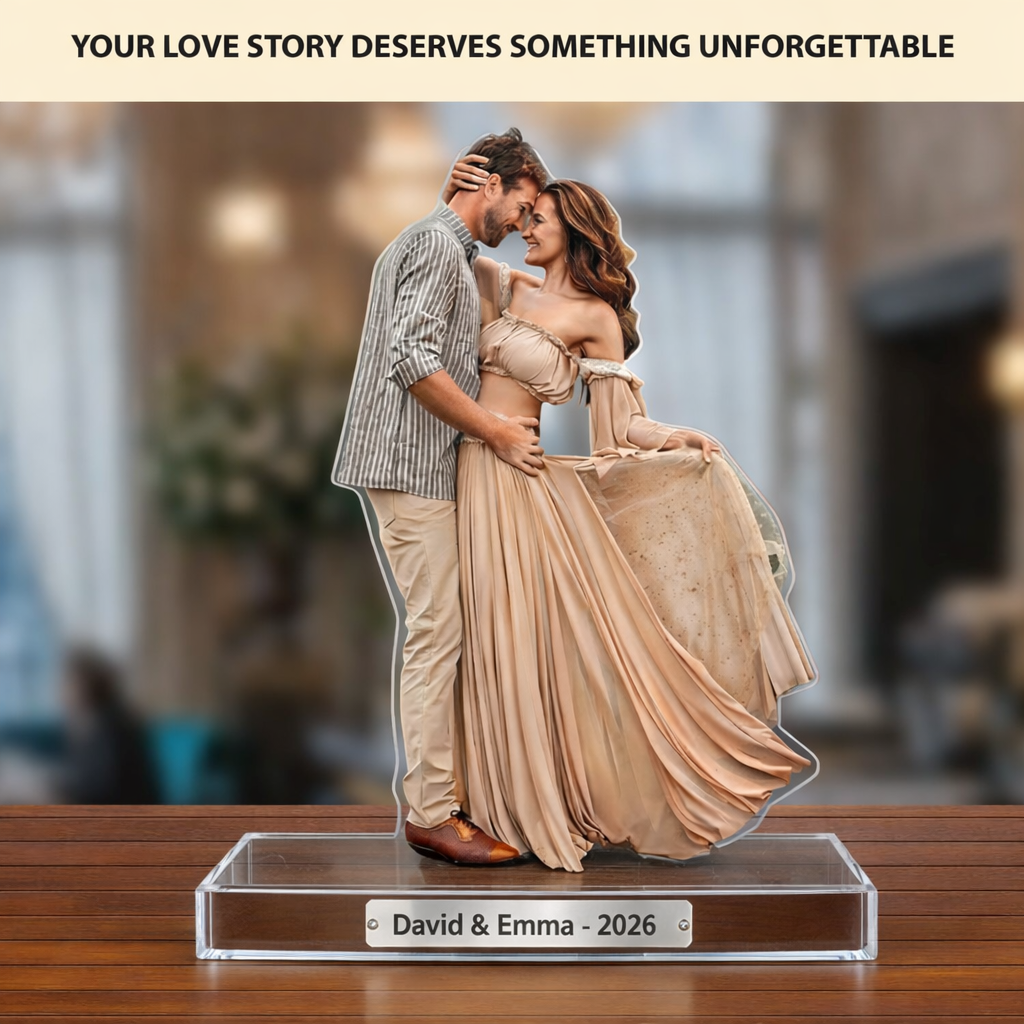 Forever Us Personalized Couple Photo Acrylic Plaque Custom Photo Valentine's Day Gift For Couple, Husband, Wife, Boyfriend, Girlfriend