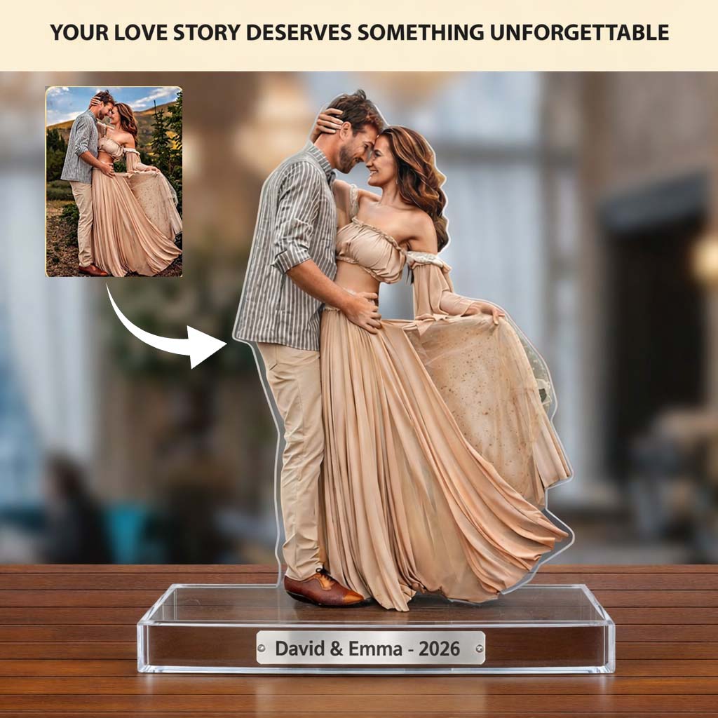 Forever Us Personalized Couple Photo Acrylic Plaque Custom Photo Valentine's Day Gift For Couple, Husband, Wife, Boyfriend, Girlfriend