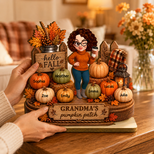 Hello Fall Grandma's Pumpkin Patch - Personalized Wooden Plaque - Cozy Fall Decor for Grandma