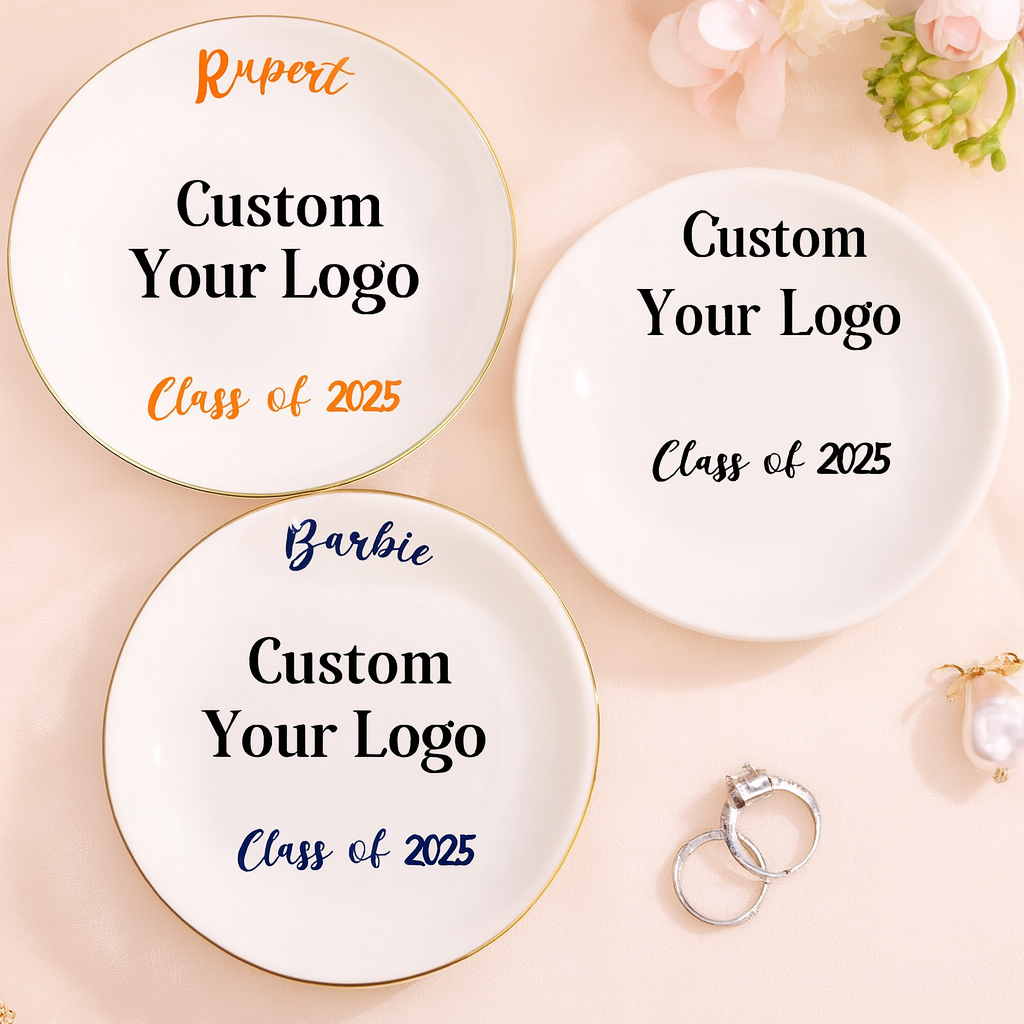 Personalized Name W/ College logo Ring Dish, University Jewelry Dish,College Trinket Jewelry Dish,Class of 2025,Custom Graduation Gift