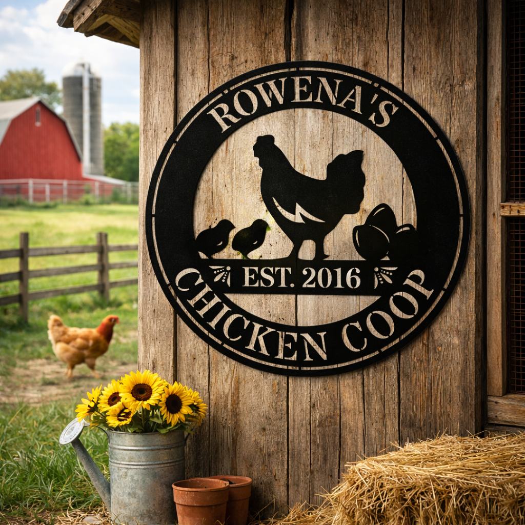 Personalized Chicken Coop Sign, Hen House Coop Sign, Our Little Coop Sign Metal Sign, Metal Chicken Coop Sign, Custom Chicken Coop sign ChatGPT_Image_Mar_11_2026_02_19_27_PM.png