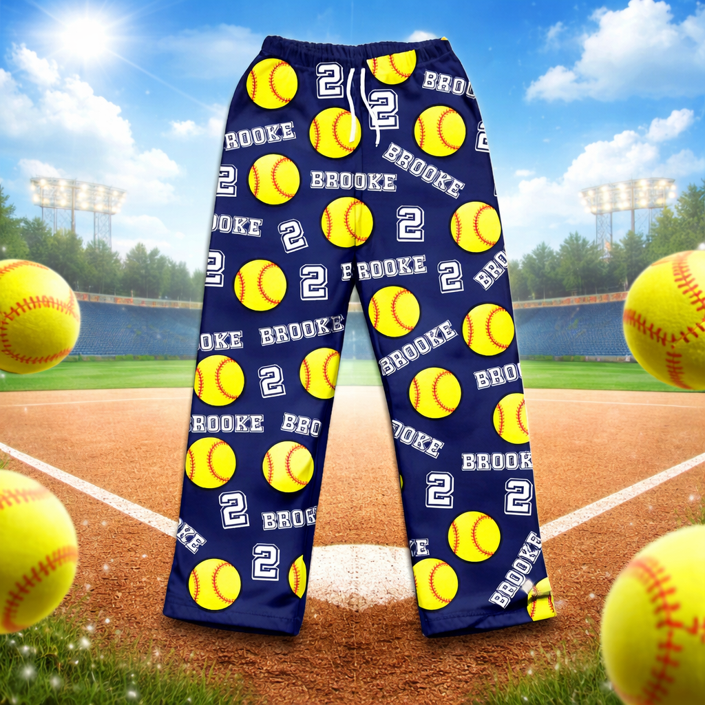 Personalized Softball pajama with your name, Sports gift, softball gift, gift for softball player, team gift, softball team gift