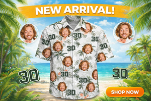 Custom Birthday Hawaiian Shirt, Personalized Photo Hawaiian Dress Shirt Trunks, Custom Shirt Gift, Birthday Party Shirt, Birthday Gift