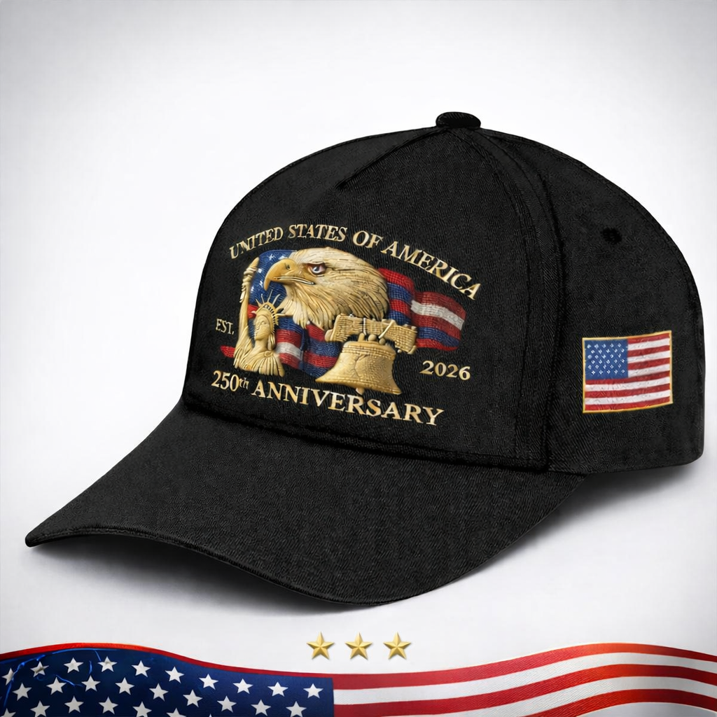 Embroidered Hat United States 250th Anniversary Hat 1776 2026, Print Baseball Cap with Bald Eagle, Liberty Bell & Statue of Liberty