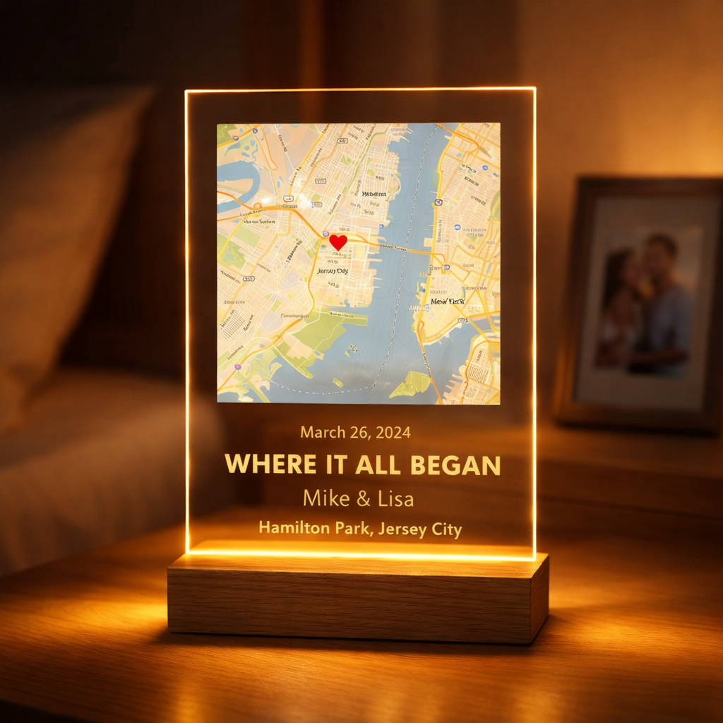 Where We First Met map, anniversary gift for him, Map Our First Date plaque, Wife anniversary, first date Girlfriend gift,where it all began