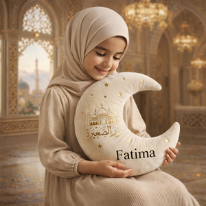 Personalized Moon Pillow Custom Name Islamic Nursery Decor Crescent Moon Cushion Ramadan Eid Kids Room Gift