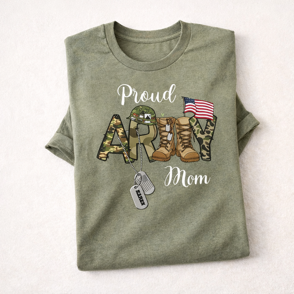 Custom Proud Army Family Mom Dad Brother Shirts, Personalized Army Dad Shirt, USA Army Family Outfits, Military Family Gift