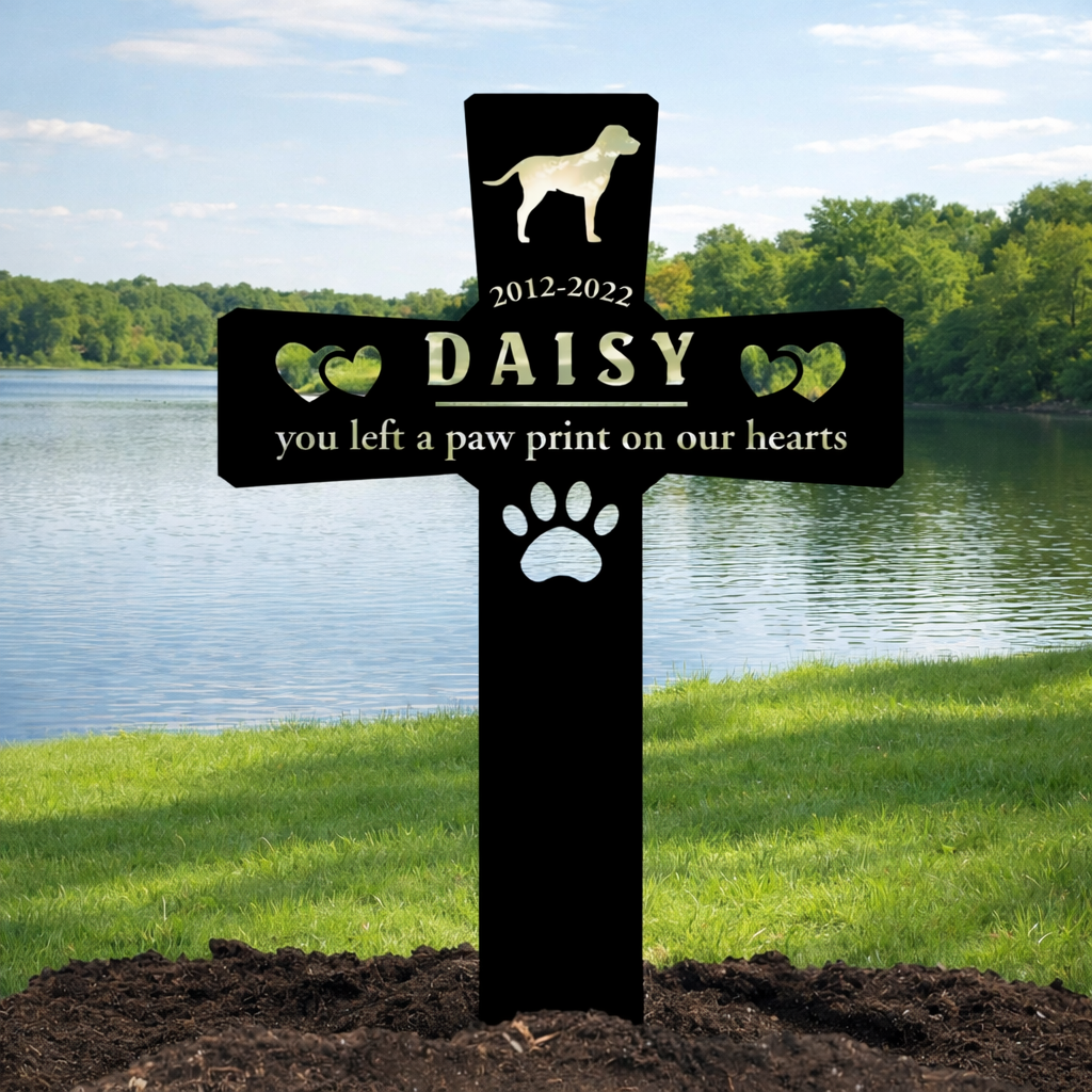 Personalized Pet Grave Markers Dog, Pet Headstones for Dogs for Lost Dog Sympathy Gift, Waterproof Dog Grave Markers Outdoor, Dog Tombstones for Graves Outdoor, Garden Dog Cross for Grave