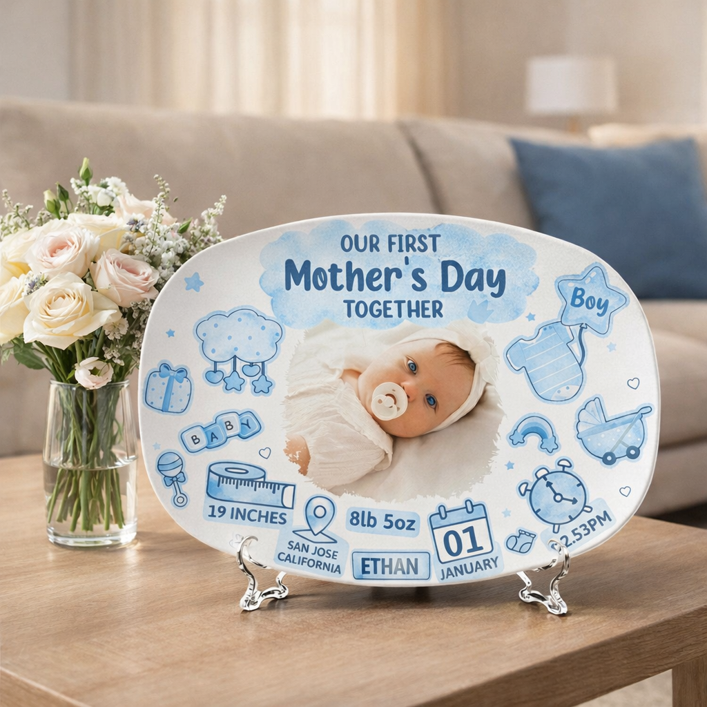 Our First Mother's Day - Personalized Custom Photo Ceramic Plate