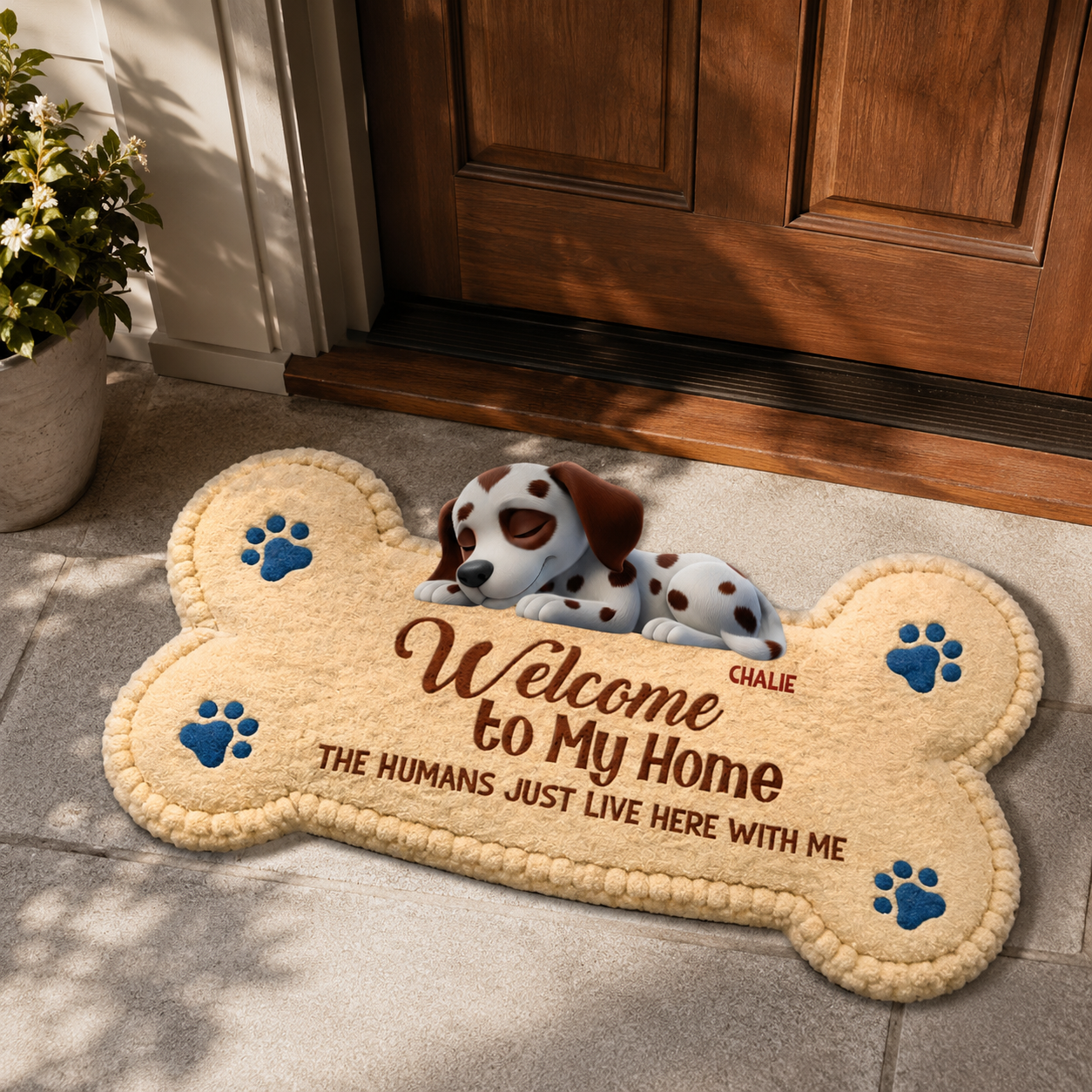 Welcome To Our Home The Humans Live With Lovely Dogs - Personalized Custom Doormat