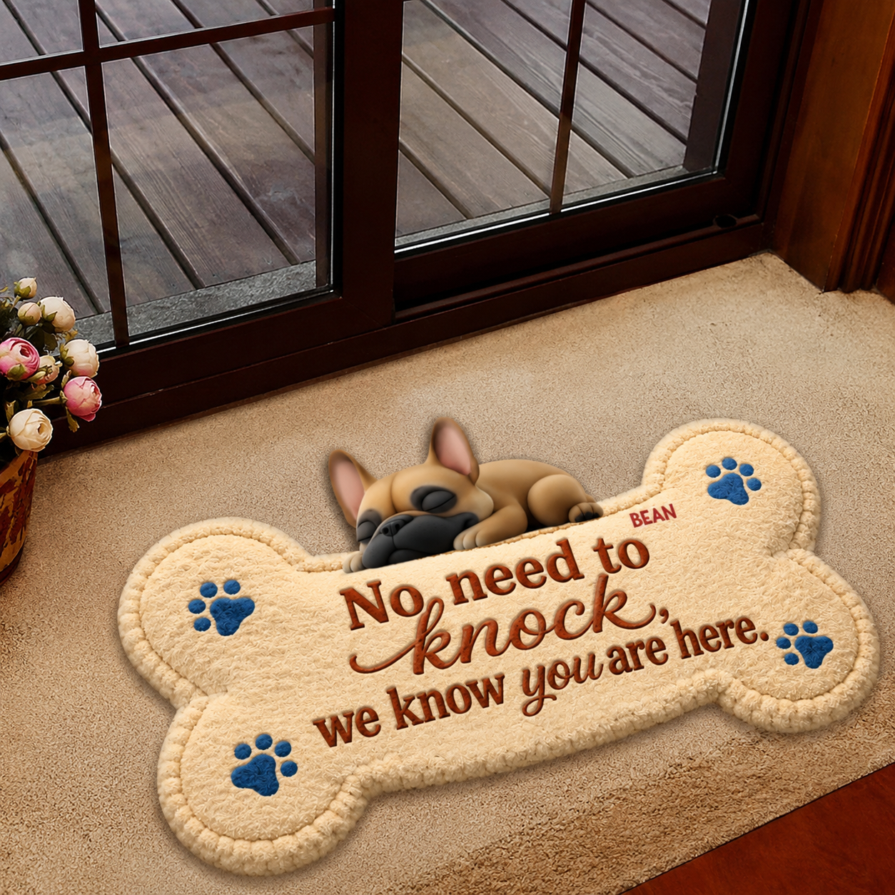 No Need to Knock We Know You're Here Door Mat Custom Dog Doormat Funny Welcome Mat, Pet Door Mat, Dog-Lovers Gift
