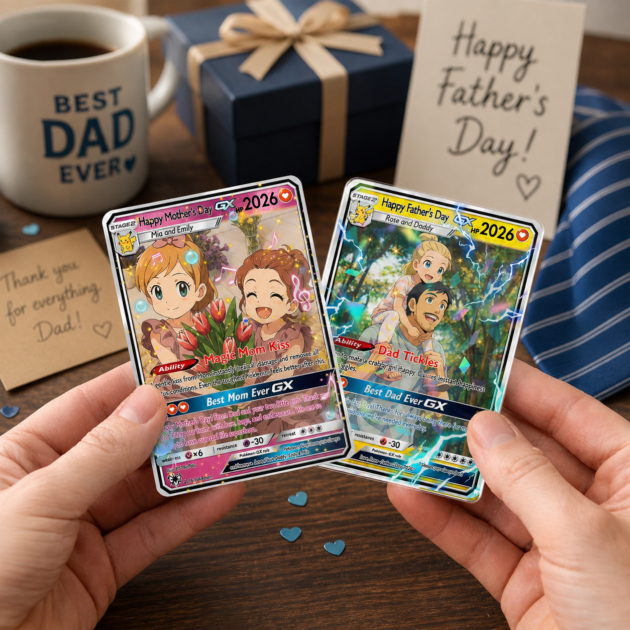 Personalized Mother's Day Poke Card, Custom Father's Day Card, Father's Day Gift, Gift For Dad, Custom PKM Card, Mother's Day Gift