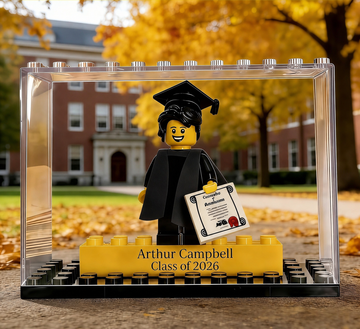 Personalized Minifigure Set with Custom Display Case, Custom Graduation Mini Figure, 2026 Graduation Gift, Funny Grad Gift for Him/Her