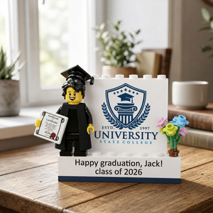 Personalized Class of 2026 Keepsake Custom Graduation Mini Figure with Display Gift Custom School Logo Photo Name